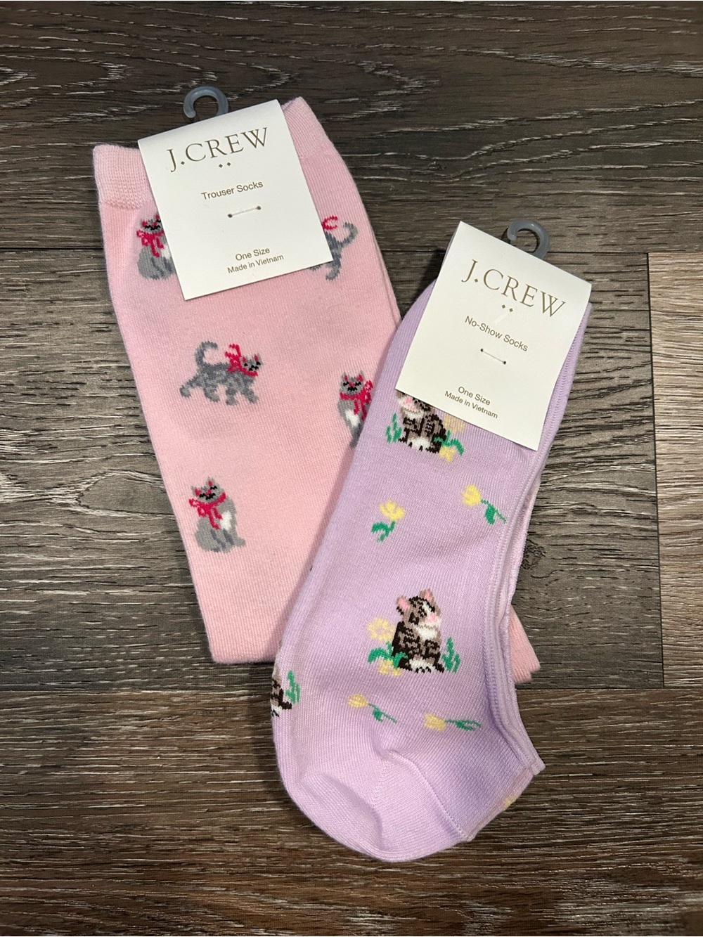 NWT Bundle J. Crew Pink Trouser & Lavender No-Show Cat Socks